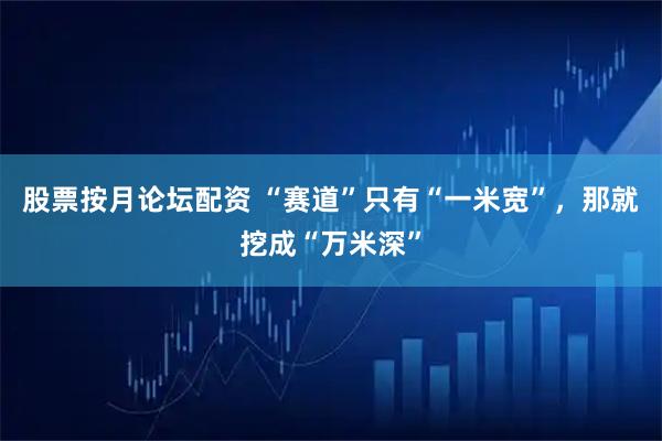 股票按月论坛配资 “赛道”只有“一米宽”，那就挖成“万米深”